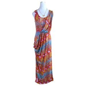 Monsoon Maxi Dress Red Multi Draped Resort (8)